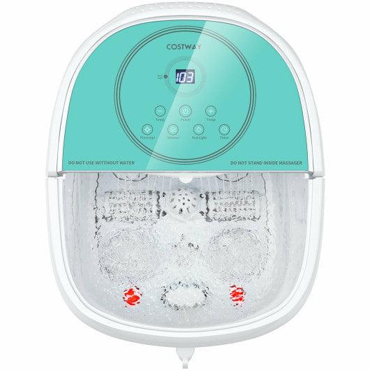 Foot Spa Bath Massager with 3-Angle Shower and Motorized Rollers-Green