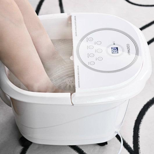 Foot Spa Bath Massager with 3-Angle Shower and Motorized Rollers-White