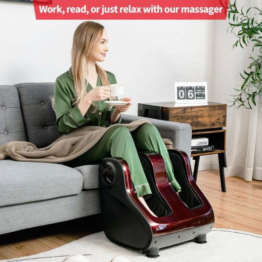 Shiatsu Foot and Calf Massager with Compression Kneading Heating and Vibrating -Red