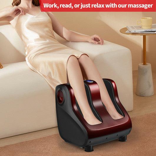 Shiatsu Foot and Calf Massager with Compression Kneading Heating and Vibrating -Red