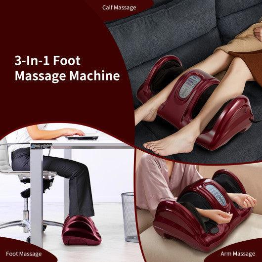 Therapeutic Shiatsu Foot Massager with High Intensity Rollers-Red