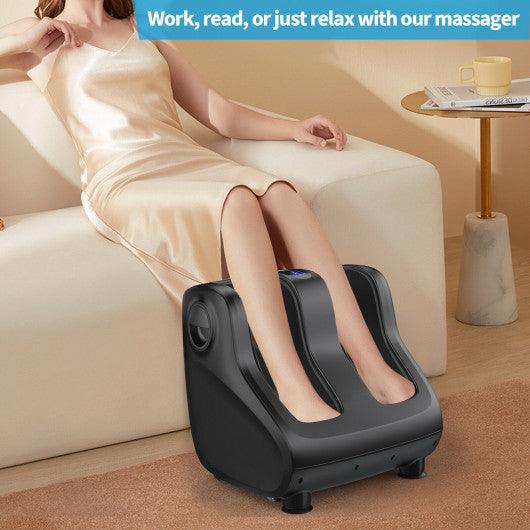 Shiatsu Foot and Calf Massager with Compression Kneading Heating and Vibrating -Black