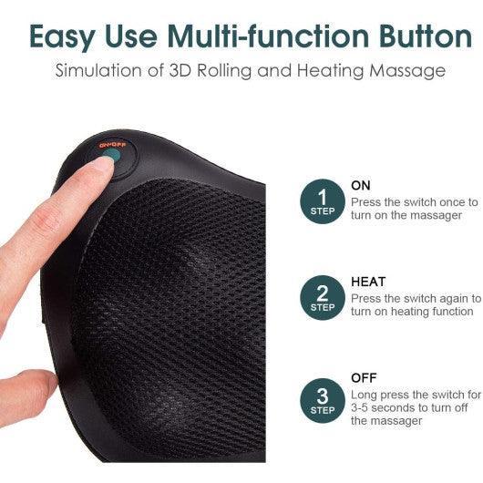 Shiatsu Pillow Massager with Heat Deep Kneading for Shoulder  Neck and Back