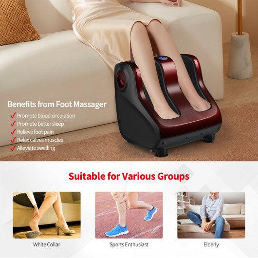 Shiatsu Foot and Calf Massager with Compression Kneading Heating and Vibrating -Red