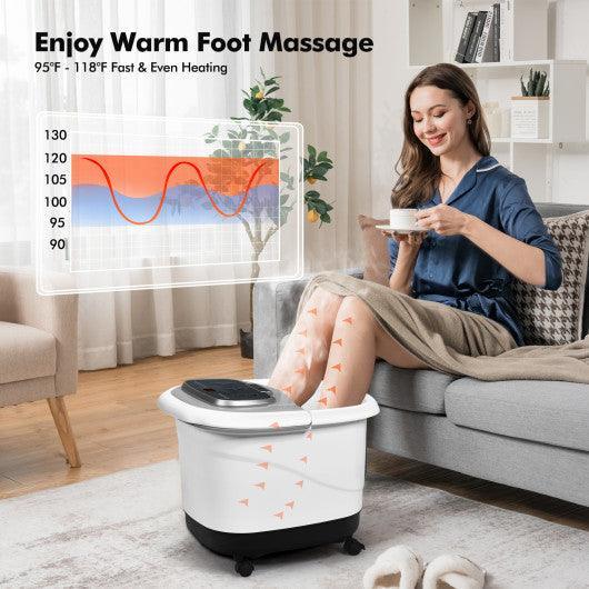 Portable All-In-One Heated Foot Bubble Spa Bath Motorized Massager-Gray