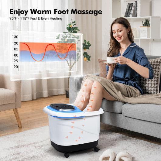 Portable All-In-One Heated Foot Bubble Spa Bath Motorized Massager-Blue