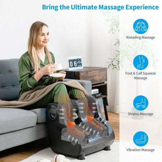 Shiatsu Foot and Calf Massager with Compression Kneading Heating and Vibrating -Gray