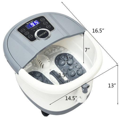 Portable Electric Foot Spa Bath Shiatsu Roller Motorized Massager-Gray