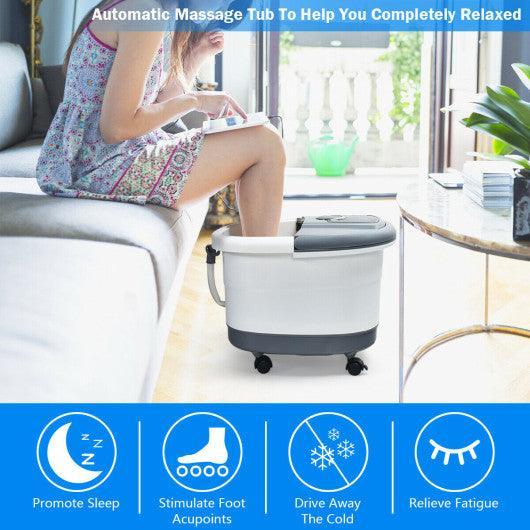 Portable Electric Foot Spa Bath Shiatsu Roller Motorized Massager-Gray