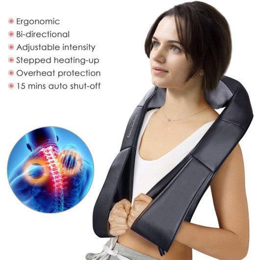 Electric Back and Neck Kneading Shoulder Massager with Heat Straps