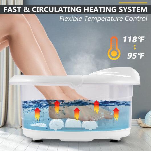 Foot Spa Tub with Bubbles and Electric Massage Rollers for Home Use-White