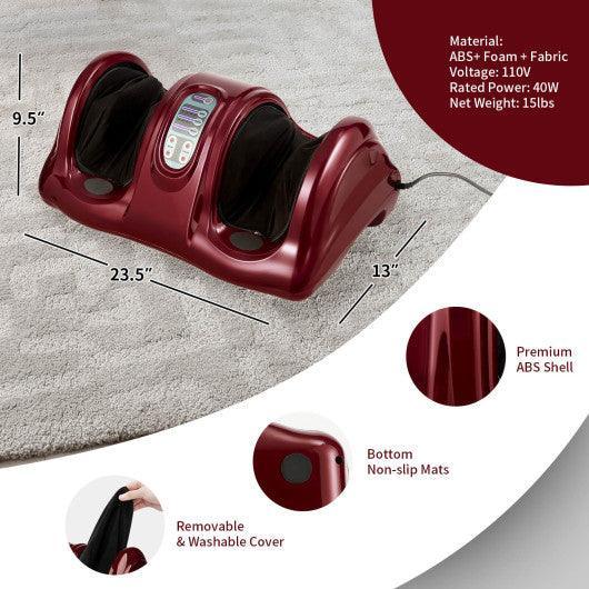 Therapeutic Shiatsu Foot Massager with High Intensity Rollers-Red