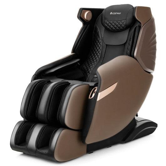 3D SL-Track Electric Full Body Zero Gravity Shiatsu Massage Chair with Heat Roller-Brown | Brown | ZEBRA MASSAGE CHAIRS