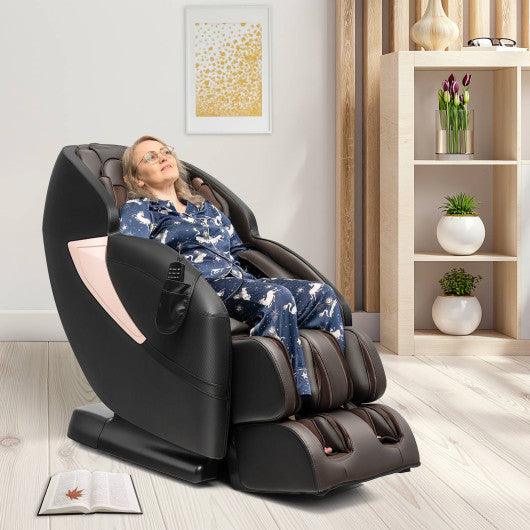 Zero Gravity SL-Track Electric Shiatsu Massage Chair with Intelligent Voice Control-Black