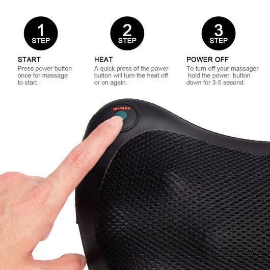 Shiatsu Pillow Massager with Heat Deep Kneading for Shoulder  Neck and Back