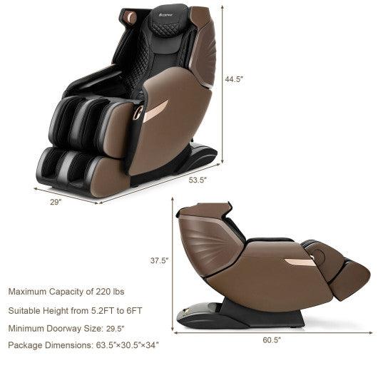 3D SL-Track Electric Full Body Zero Gravity Shiatsu Massage Chair with Heat Roller-Brown