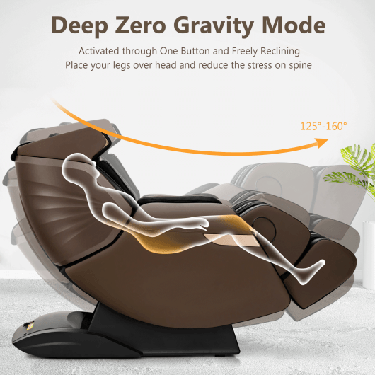 3D SL-Track Electric Full Body Zero Gravity Shiatsu Massage Chair with Heat Roller-Brown