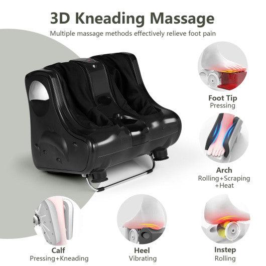 Foot and Calf Massager with Heat Vibration Deep Kneading and Shiatsu-Black