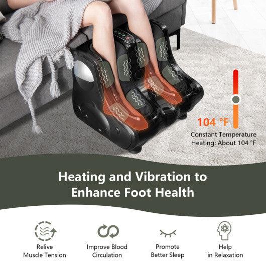 Foot and Calf Massager with Heat Vibration Deep Kneading and Shiatsu-Black